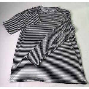 Real Essentials Shirt Mens Medium M Striped Long Sleeve Crewneck Black White